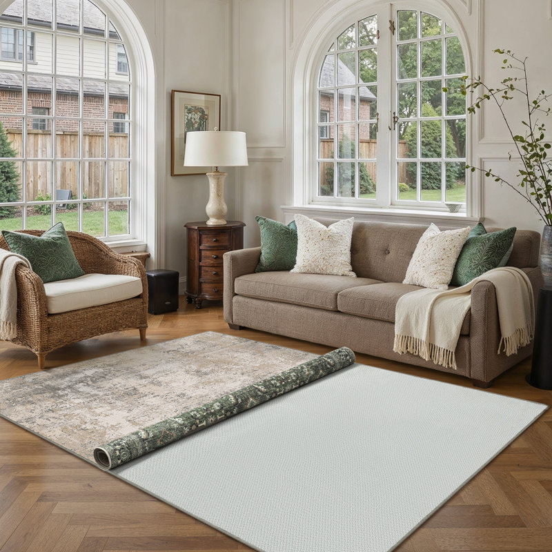 Sous-tapis antidérapant à double surface avec bords cousus 0,12 po Lincoln, 0.12", Rectangle 5 pi x 7 pi