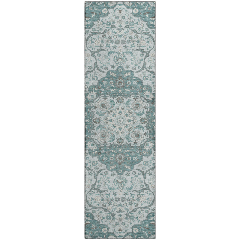 Premium Machine Washable Varasteh AMF1677 Medallion Rug, Runner 2'3" x 7'6"