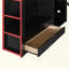 Lit mezzanine en bois avec bureau, garde-robe, grand espace de rangement et lumière RVB-807866559