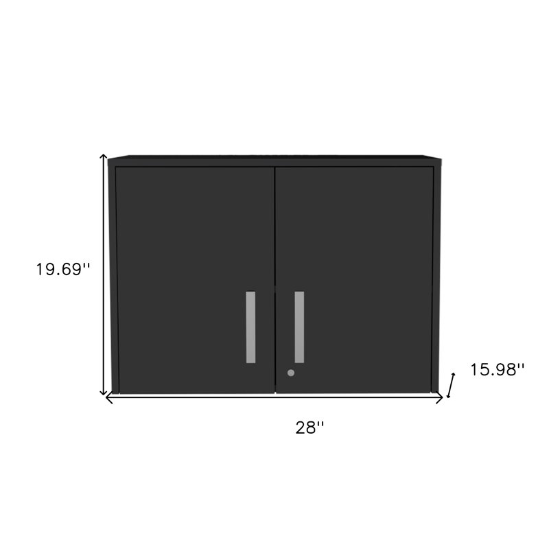 Armoire de rangement murale 20 po en bois noir avec deux portes