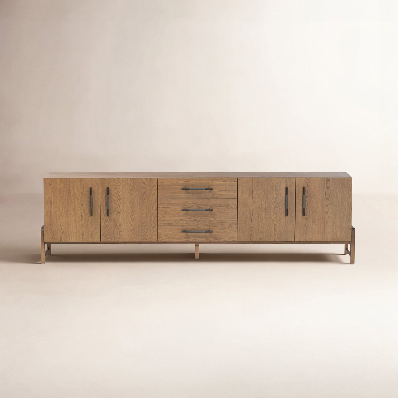 Karsten 94" Oak TV Stand, Amber Oak Veneer