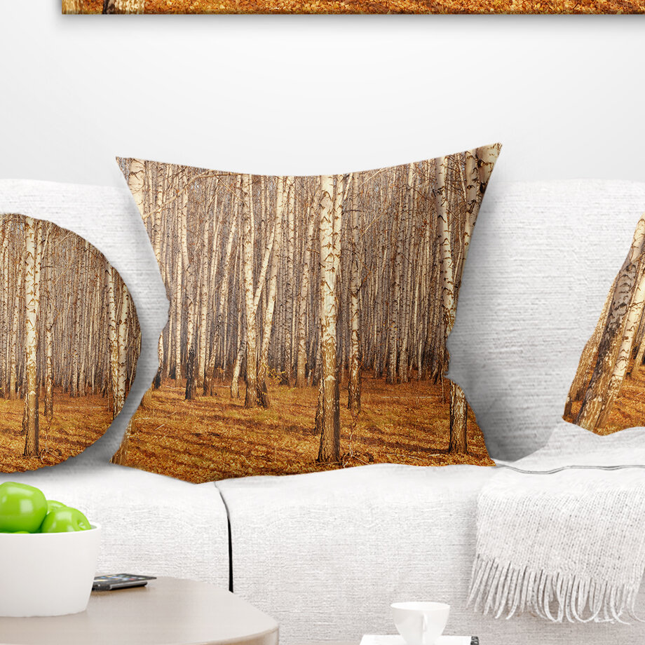 Forest Dense Birch in The Fall Pillow East Urban Home Product Type: Throw Pillow, Size: 18 x 18