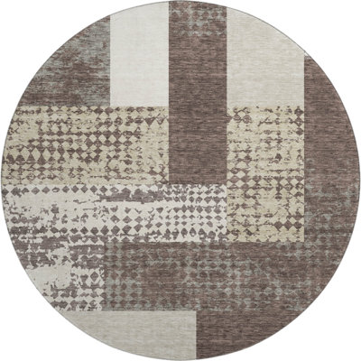 Premium Machine Washable Prisco Brown Rug