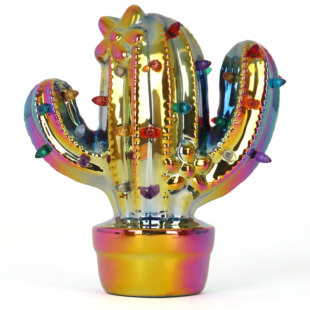 Iridescent Ceramic Cactus Christmas Tree - Desk Christmas Tree - Miniature Christmas Tree The Holiday Aisle®