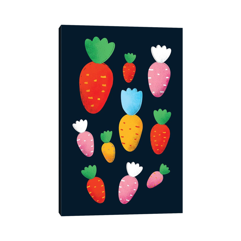 Colorful Carrots by Show Me Mars - Gallery-Wrapped Canvas Giclée on Canvas, Canvas, 20.32 cm H x 30.48 cm W
