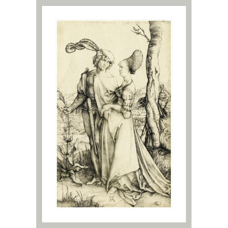 Promenade (jeune couple menacé par la mort) par Albrecht Dürer, impression giclée encadrée, 41.5" H x 28.28" W