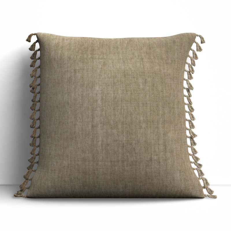 Sharron Square 100% Linen Pillow, Crockery, Polyester/Polyfill