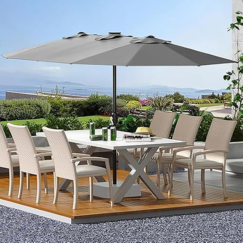 Parasol de marché extérieur 13 pi, grand parasol de patio, Gris