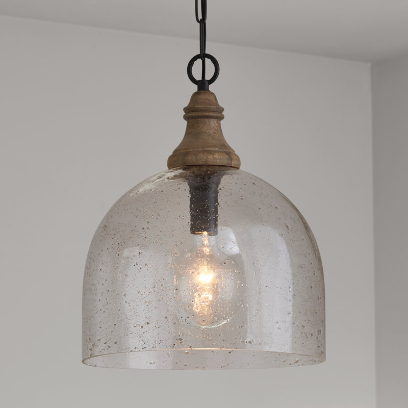 Luminaire suspendu en dôme à 1 lumière Balzer, Transparent foncé