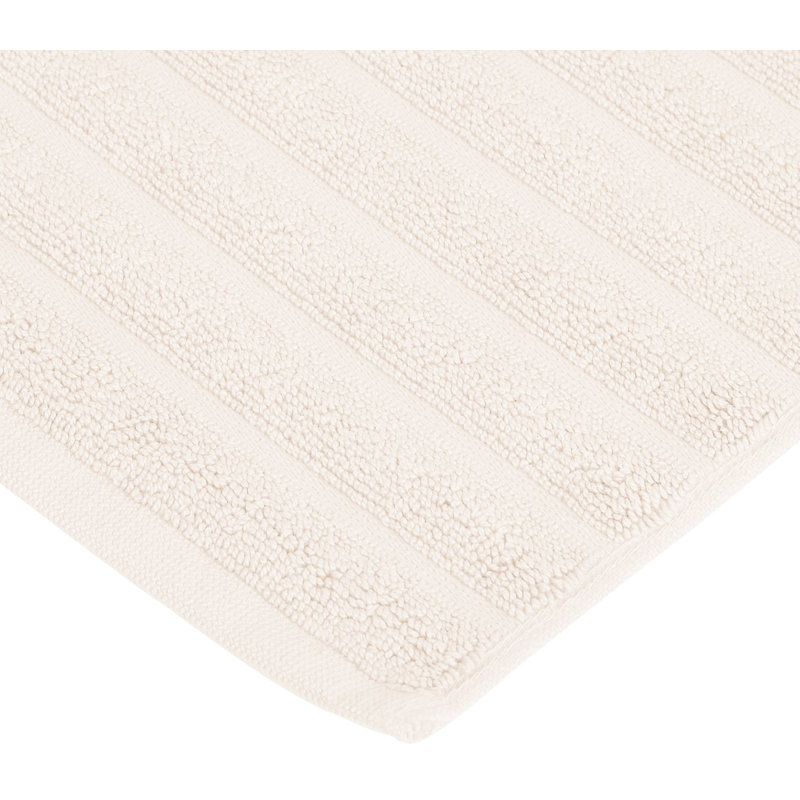 Pardue Cotton Geometric-Striped Reversible 2 Piece Bath Mat Set, Ivory, Solid Color
