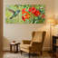 Birds Hummingbird In Flight Near Vibrant Flowers, ensemble de 3 impressions sur toile-1804599544
