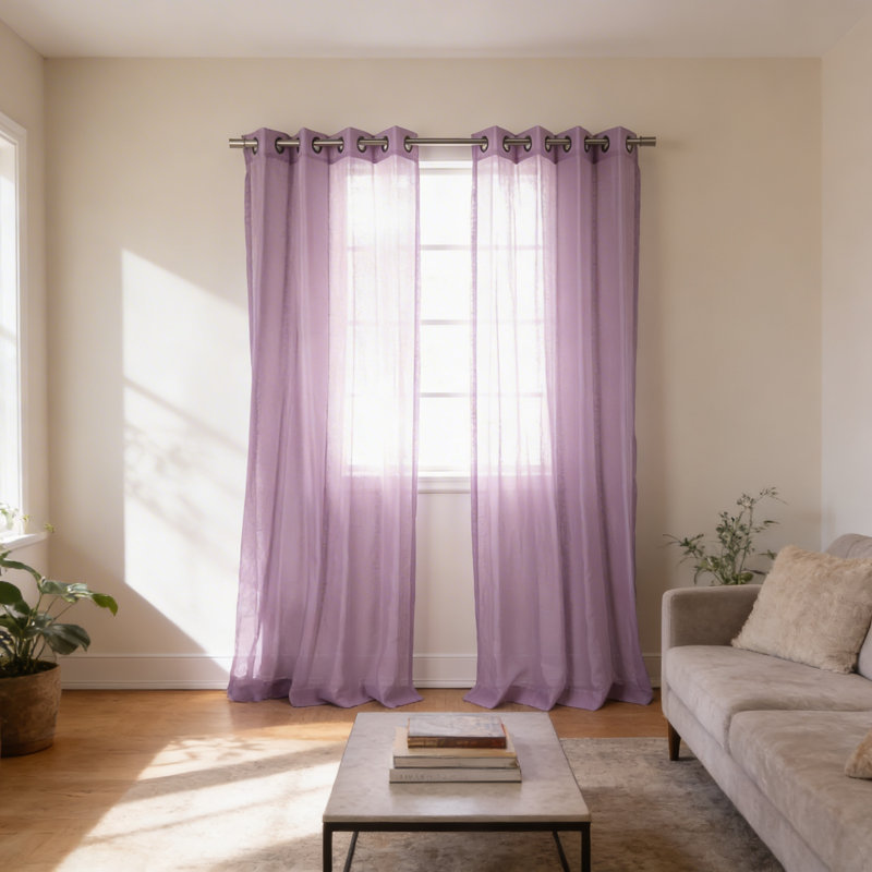 Paire de rideaux semi-transparents avec œillets Taumsauk, L 52 po x L 84 po, Orchidée