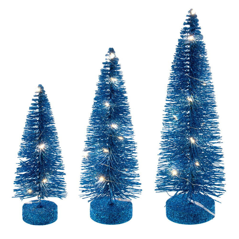  Ensemble d'arbre de brosse à bouteille 8 "-10" à 12 "turquoise., Blanc chaud, H 1 pi, Turquoise