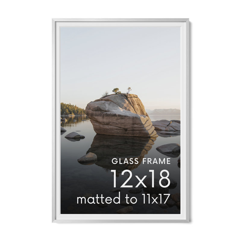 Cadre photo en métal avec verre, L 12 po x H 18 po, Argent