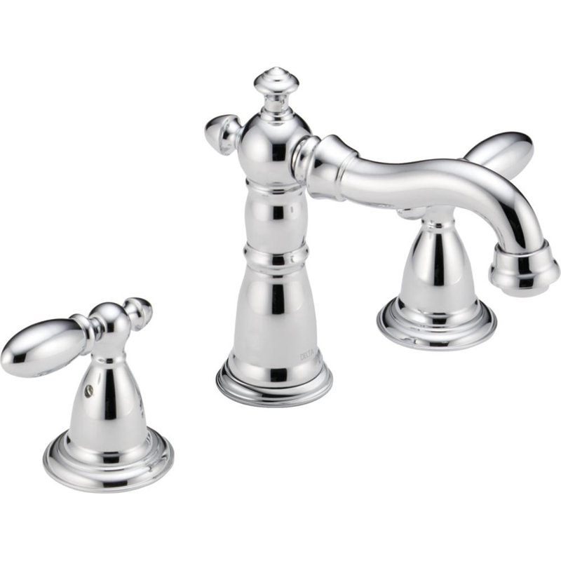 Robinet pour salle de bain à 3 trous et 2 poignées avec drain Victorian, Chrome