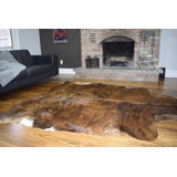 Tapis brun en peau de vache à imprimé animal 6 pi x 7 pi