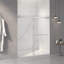 Porte de douche coulissante double sans cadre, verre trempé clair de 5/16 po (8 mm), couche épaisse facile à nettoyer-117492525