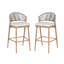 Tabourets de bar d'extérieur de 30,25 po de hauteur avec dossier en PE en rotin de forme festonnée, ensemble de 2-129131930-129131932