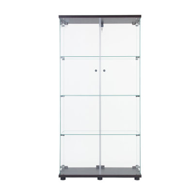 Vitrine vitrée à deux portes avec 4 tablettes, noir