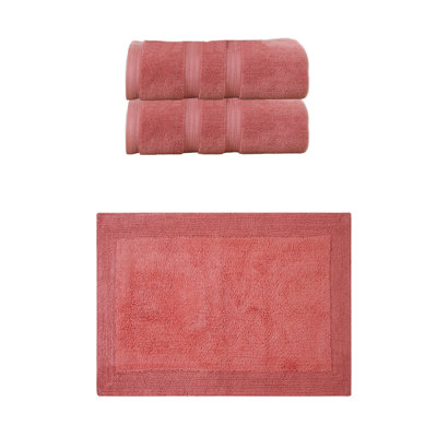 Ensemble de serviettes de bain 100% coton 2 pièces Buariki Collection et tapis de bain 1 pièce Buariki Collection