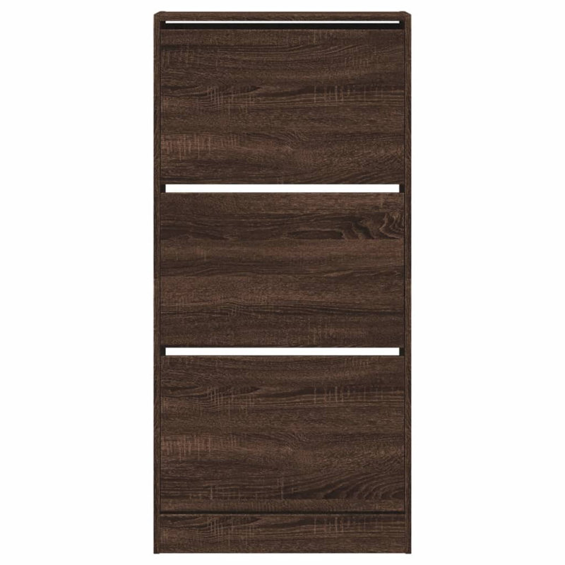 6 Pair Shoe Storage Cabinet, Brown Oak