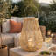 Lanterne décorative Nicole, tissage ouvert, bambou beige, verre 14 pouces