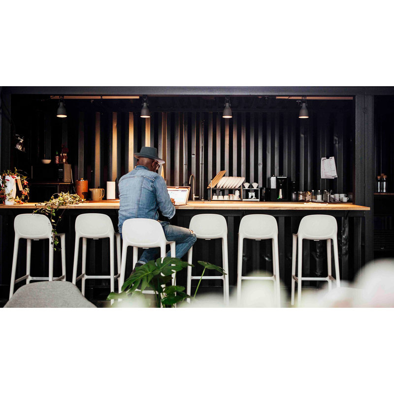 Broom Stool, White, Bar Stool (30" Seat Height)
