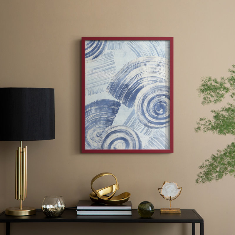 «Blue Nautilus Patterns II», reproduction encadrée - bois massif, H 21 po x l 17 po, Rouge