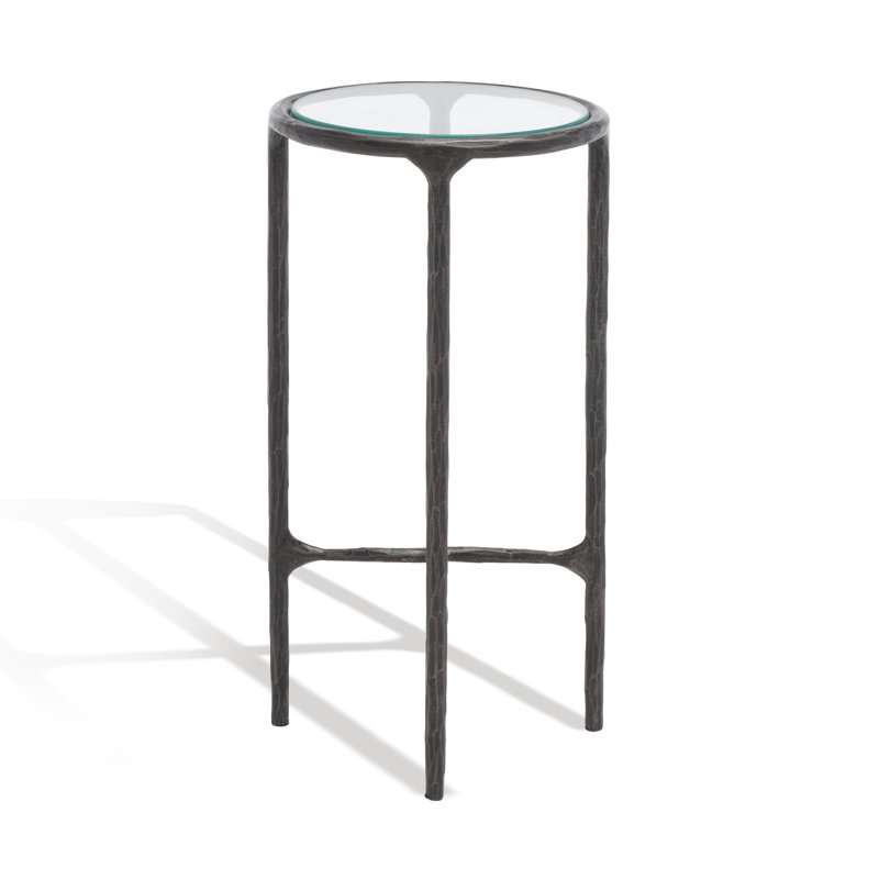 Table de bout Evelynn, Plateau en verre / base noire