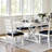 Ladder Back Upholstered Dining Chair in Distressed White