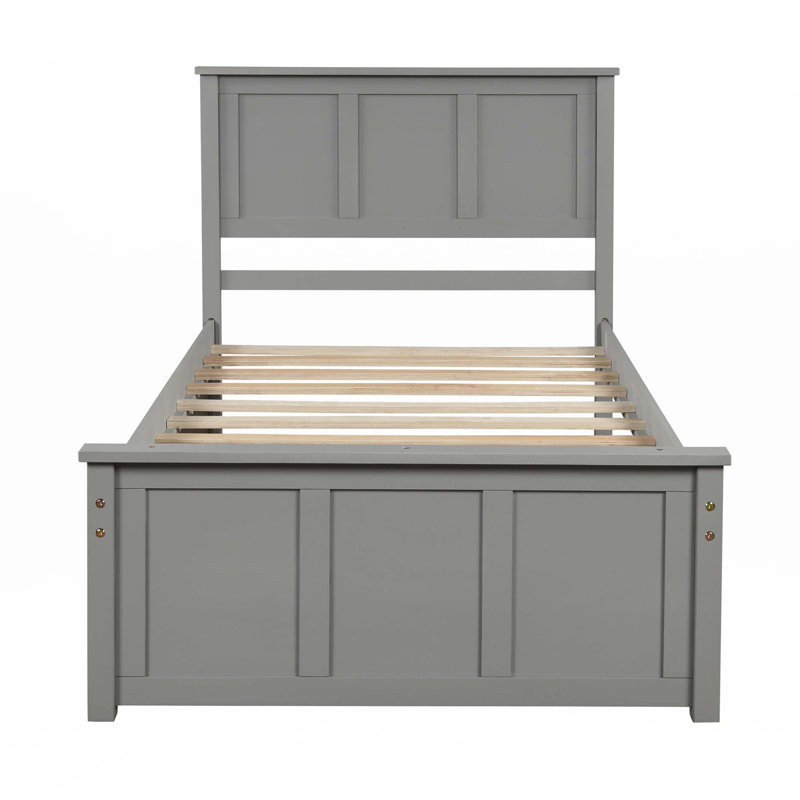 Platform Storage Bed, 2 Drawers, Gray