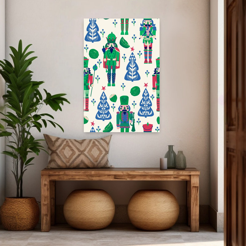 «Whimsical Christmas Nutcrackers Classic Traditional Whimsical Christmas Tree Winter Landscape», reproduction d'art mural