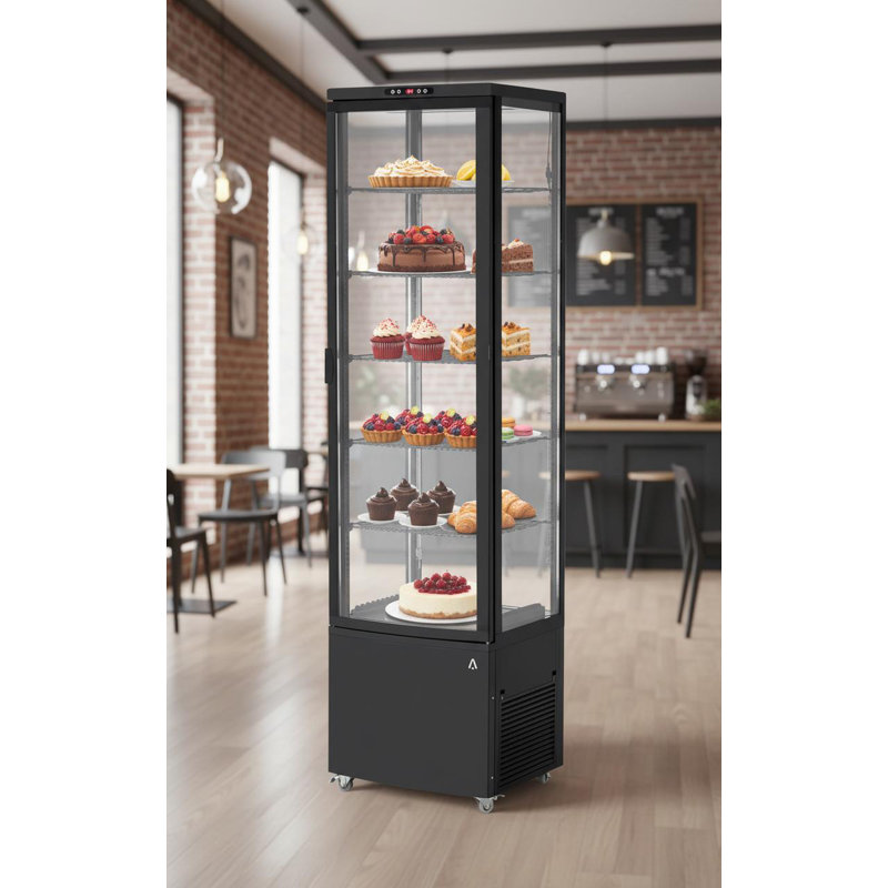 10.5 Cu.Ft Rolling Commercial Refrigerator Display Case, With LED Light, Black