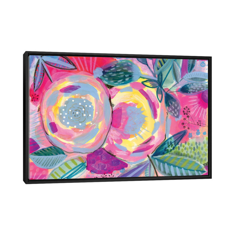 « yellow rose », reproduction d’art sur toile tendue, H 18 po x l 26 po x P 1,5 po, Toile avec cadre noir, Pas de tapis