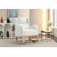 Chaise berçante en tissu Teddy avec pieds en bois paquet-736704951