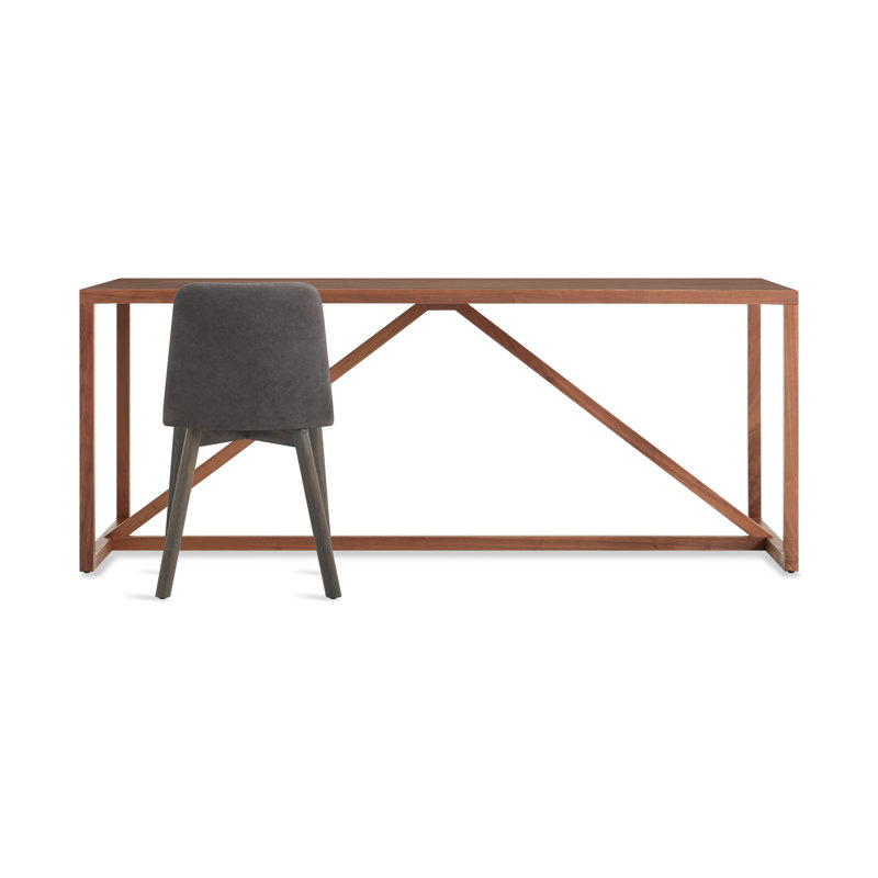 Strut Walnut Wood Dining Table, 35" W x 90" L, Walnut, Standard (29" Height)