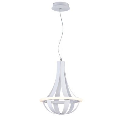 Transitional 1 Light LED White Metal Pendant
