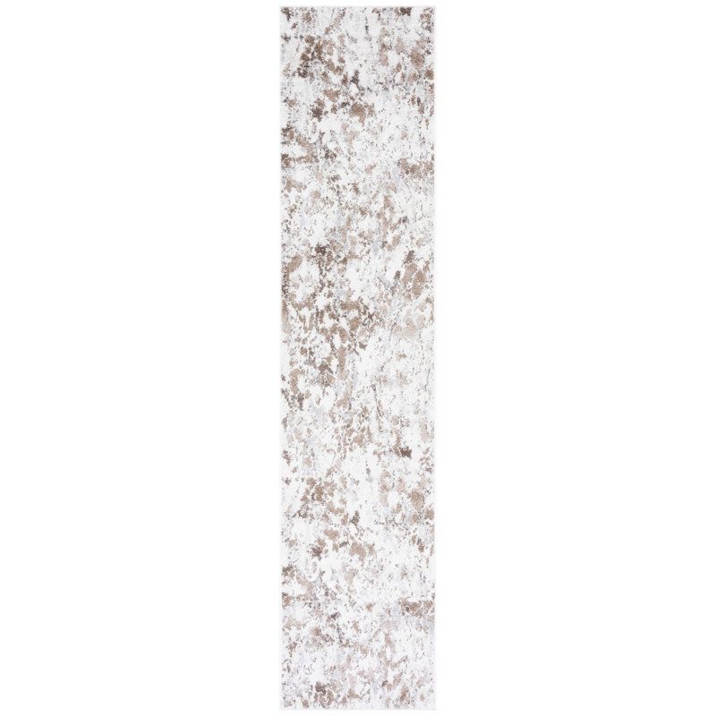 Tapis gris / ivoire Ethellee 682, Tapis de couloir 2 pi x 9 pi