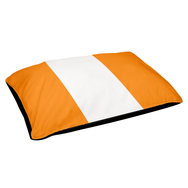 Coussin Houston, Petit (l 28 po x P 18 po x H 6 po), Orange/Blanc
