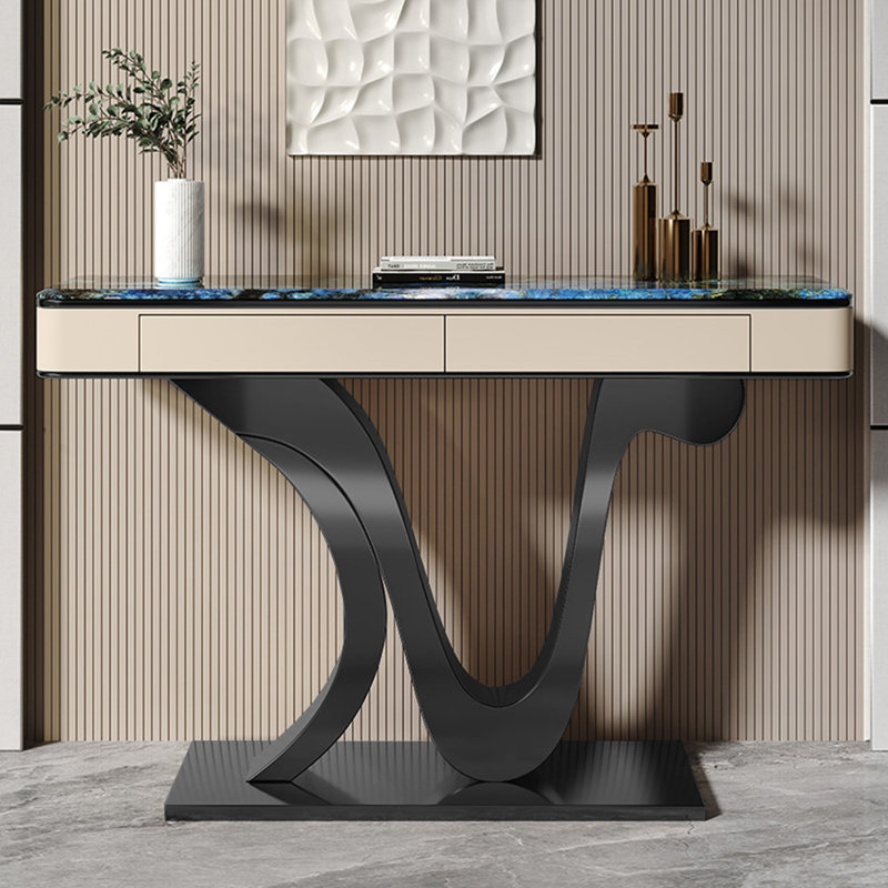 console simple et luxueuse de style italien, 33,5 po H x 47,2 po l x 13,8 po P, Noir