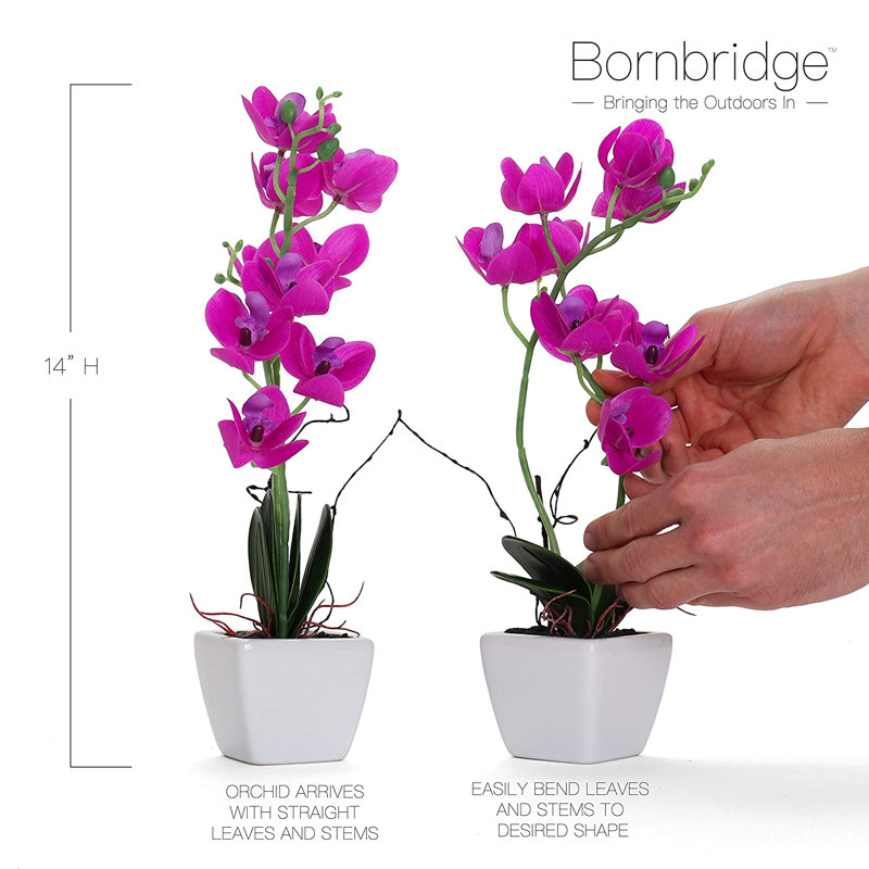 Faux Silk Orchid Arrangement in Vase, Violet
