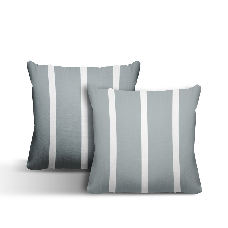  Coussin décoratif intérieur / extérieur à rayures, L 15 po x H 15 po, gris
