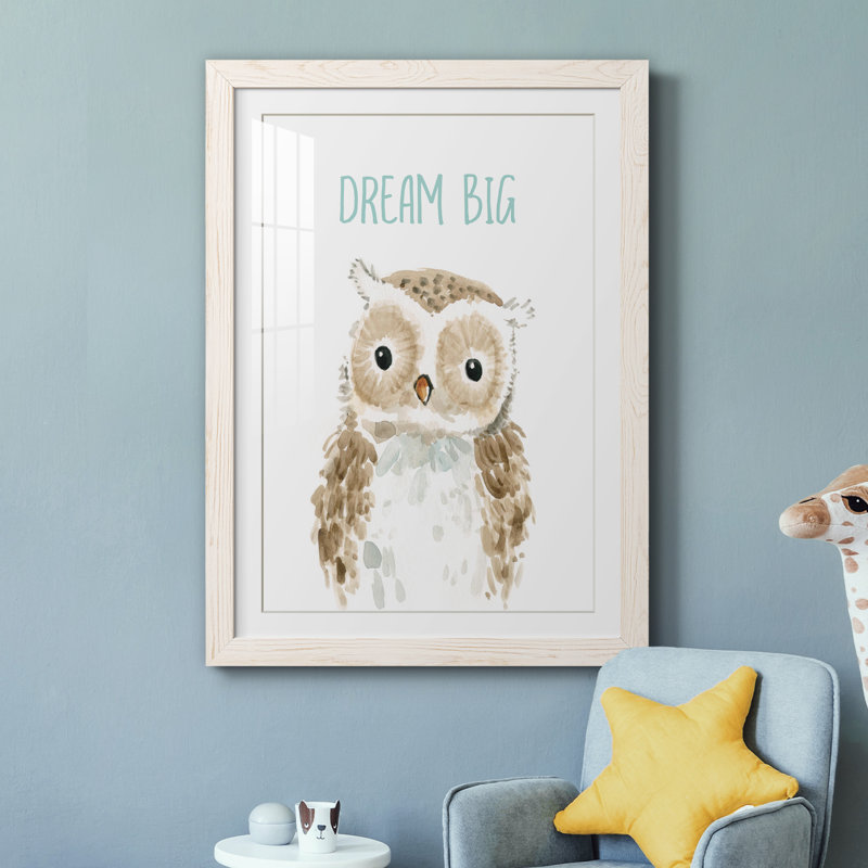 Dream Big Owl - cadre photo, H 37,5 po x l 27,5 po x P 1,5 po, Toile blanche encadrée