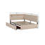 Lit double capitonné avec rangement et tête de lit, 2 tiroirs, DEL et USB, lattes en bois massif, beige-1401744375