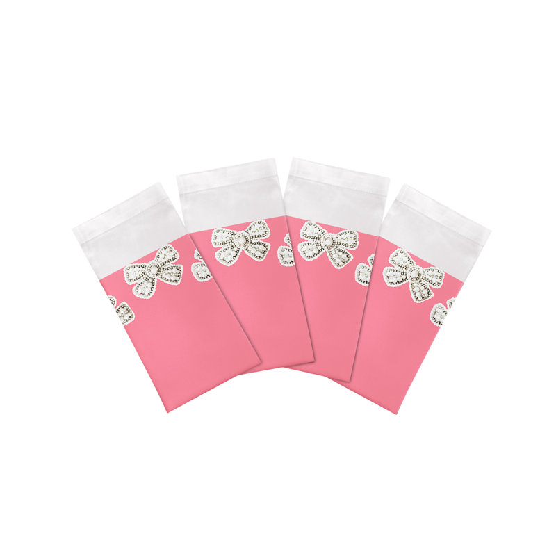 Pearl Bow Cotton Sateen Dinner Napkins, Pink