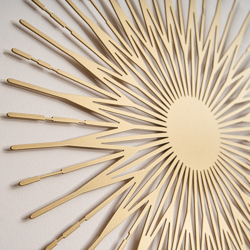 Rayons de soleil, décoration murale en métal, art mural moderne, accent mural (petit, bronze), H 17,7 po x l 17,7 po x P 1 po