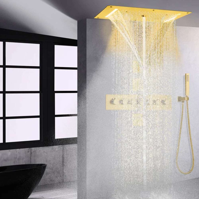Système de pomme de douche cascade encastrée à DEL Cascade
