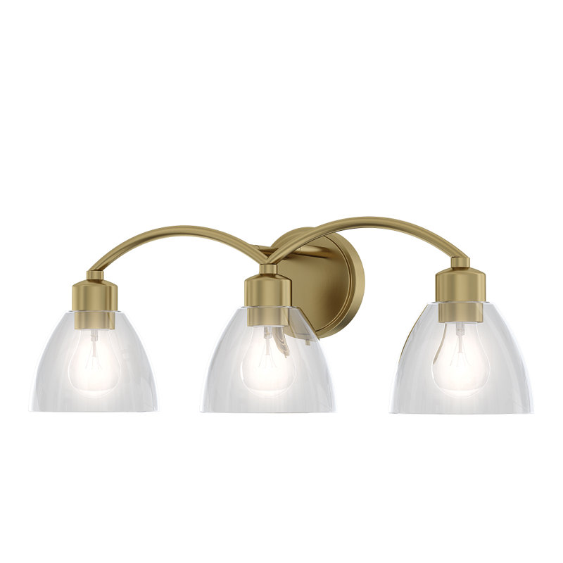 Ponce Plug & Play 3-Light Vanity Light in Transitional and Modern Style-8.25 Inches Tall and 24 Inches Wide, Satin Brass
