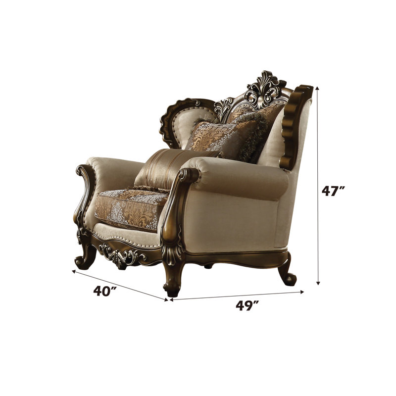 Armchair with Pillows, Tan Revolution Performance Fabric