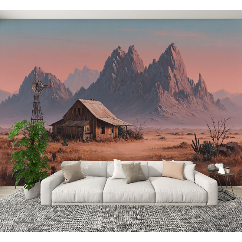 Papier peint autocollant rustique Sunset Western Landscape, L 144 po x l 100 po